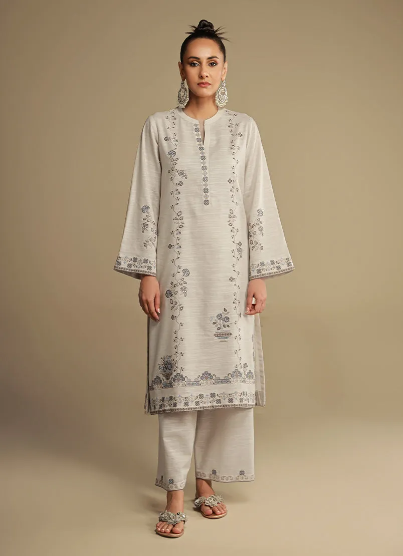 3 Pc Khaddar Embroidered Suit - Ikse-213990