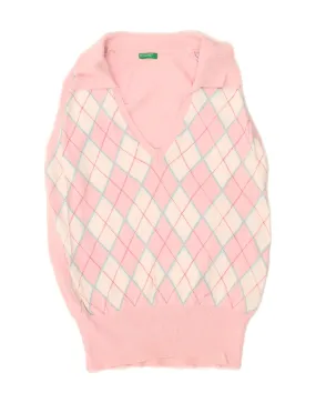 BENETTON Girls Polo Neck Jumper Sweater 10-11 Years Medium Pink