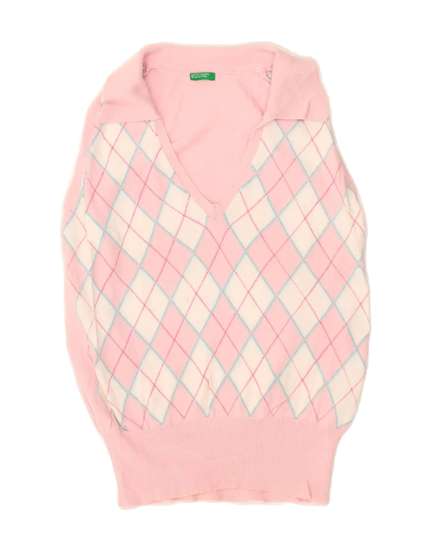 BENETTON Girls Polo Neck Jumper Sweater 10-11 Years Medium Pink