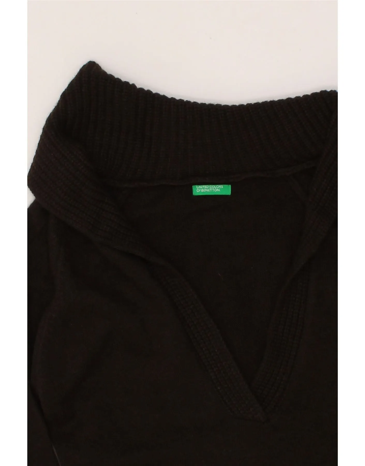 BENETTON Womens Polo Neck Jumper Sweater UK 14 Medium Brown