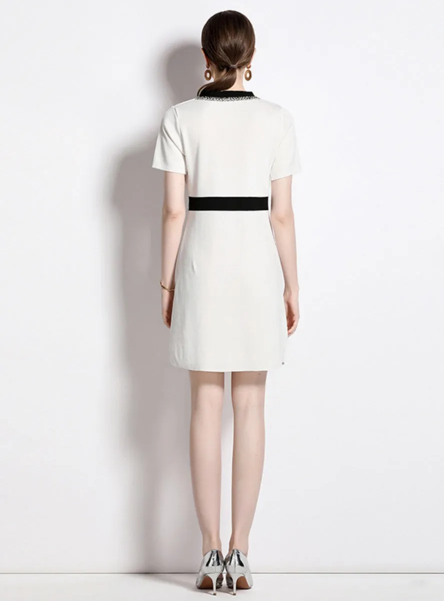 Bow Short Sleeve Knitted Dress