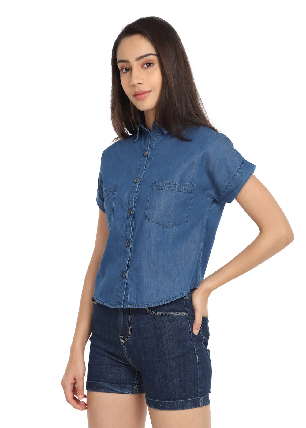 Denim Crop Shirt