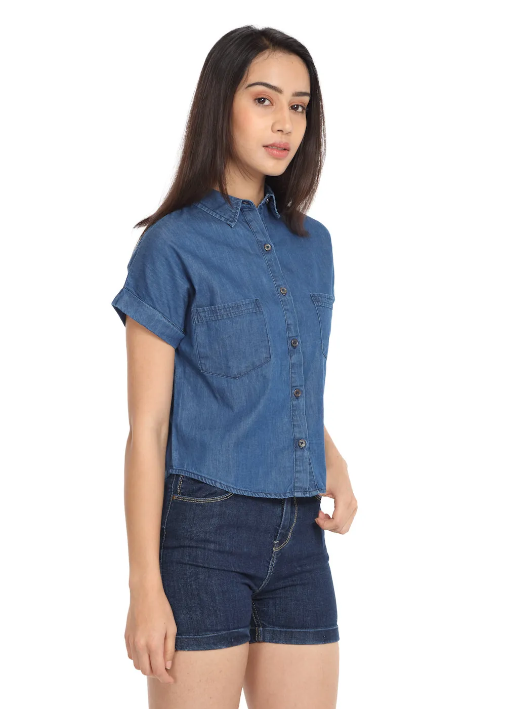 Denim Crop Shirt