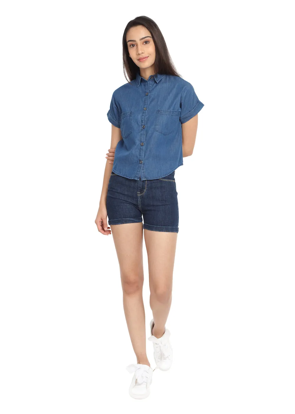 Denim Crop Shirt