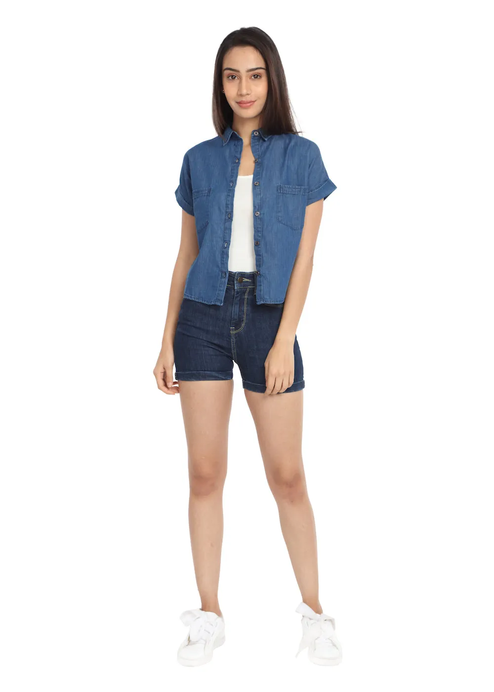 Denim Crop Shirt