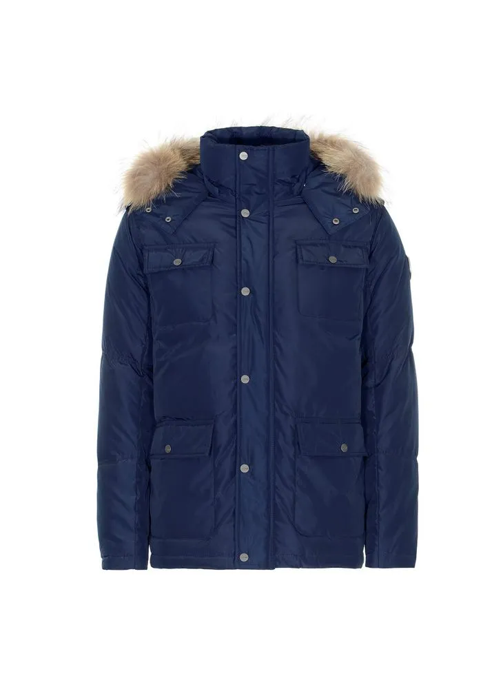 Faux shearling Detachable Hood Classic Style Men's Winter Jacket