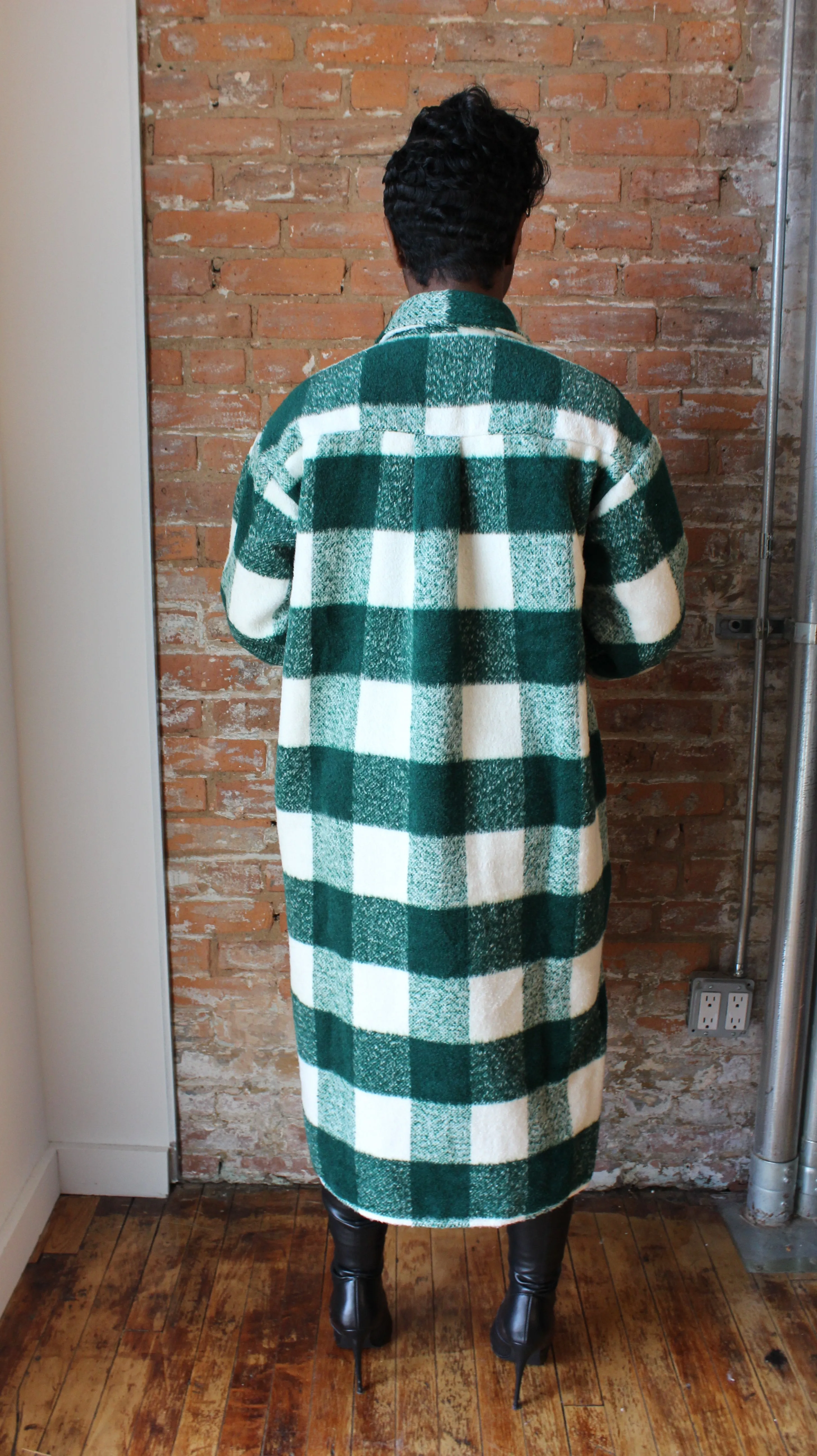 Green and Plaid Shacket (small only)