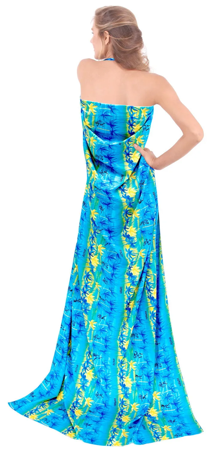 LA LEELA Women Hawaiian Sarong For Women Plus Size Beach Wrap One Size Blue_I811