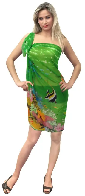 LA LEELA Women's Plus Size Bathing Suit Cover Up Beach Sarong 72"x42" Green_Q165