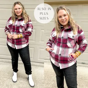 Last Chance Size Small & Medium | Autumn Air Plaid Button Up Shacket in Plum