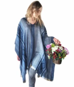 Light Blues Alpaca Poncho