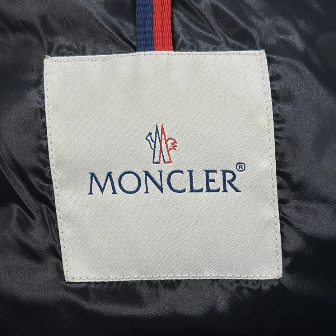 MONCLER women's black cropped puffer jacket with shearling collar