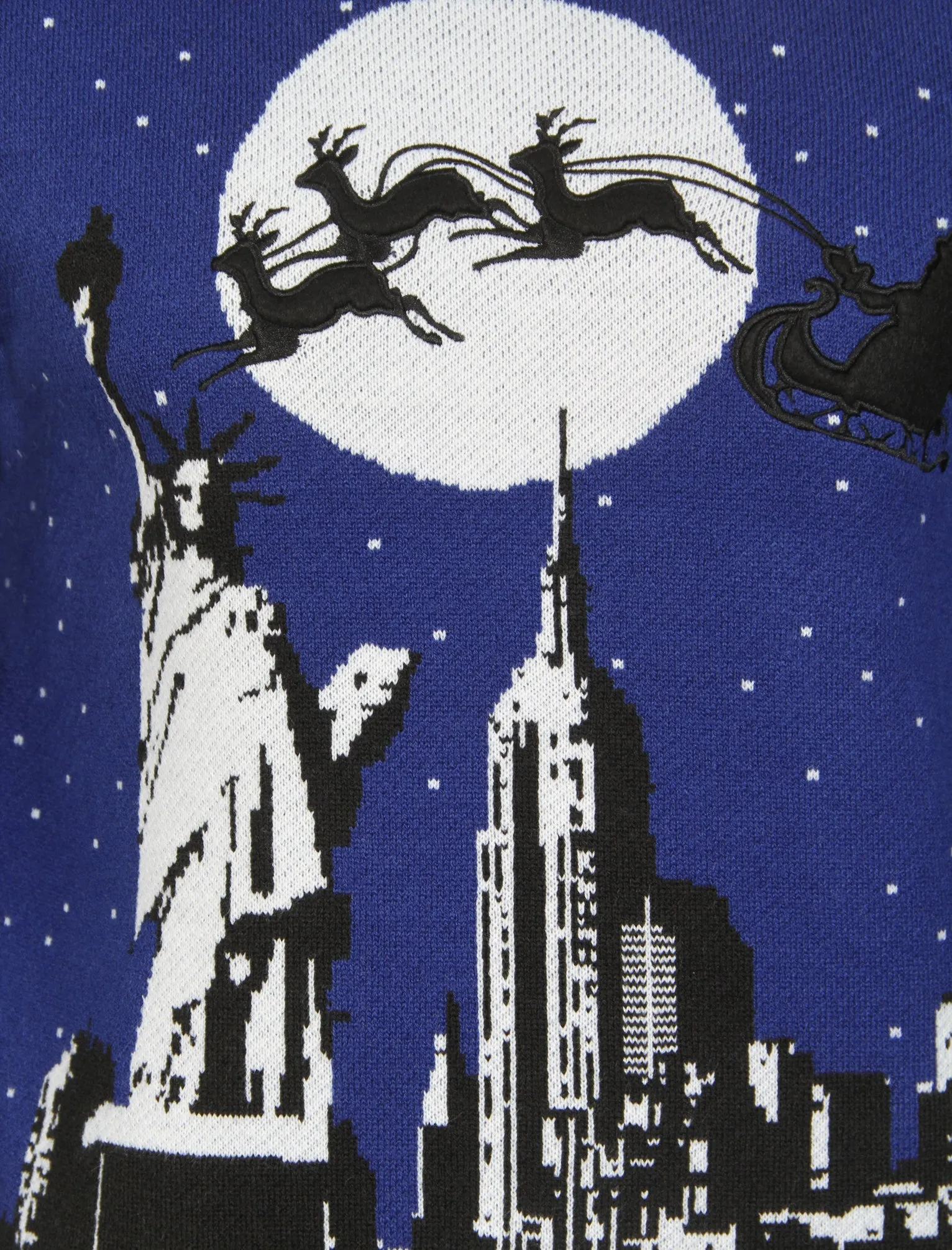 New York Eve 2 Christmas Jumper in Sapphire - Season’s Greetings