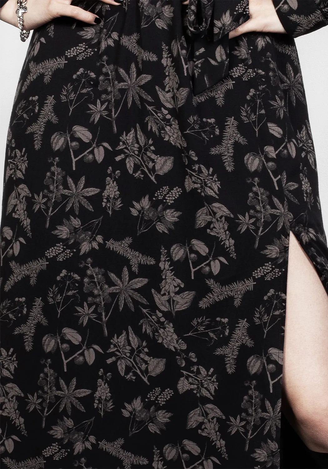 Poisonous Plants Midi Wrap Dress