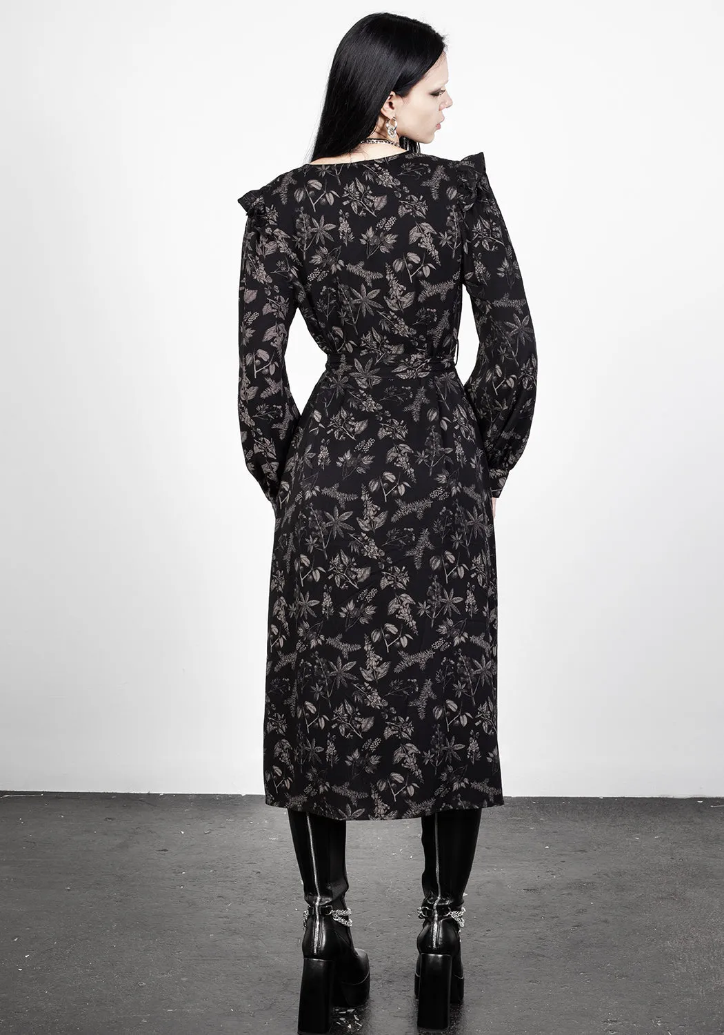 Poisonous Plants Midi Wrap Dress