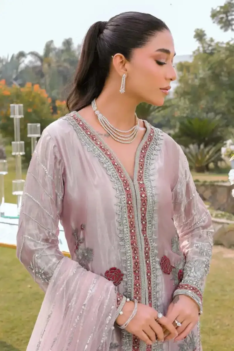 Reema Ahsan - Anamta - Tissue & Net - Rose pink - 3 Piece