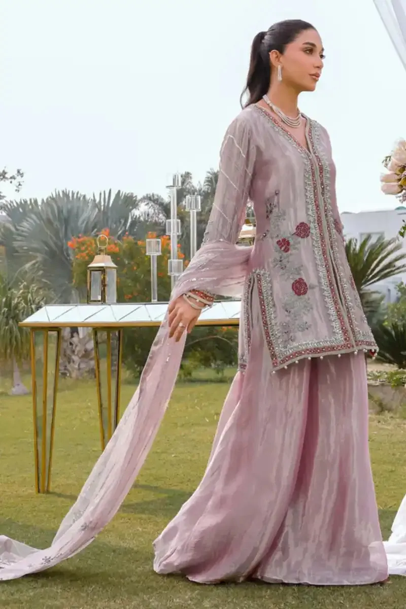 Reema Ahsan - Anamta - Tissue & Net - Rose pink - 3 Piece