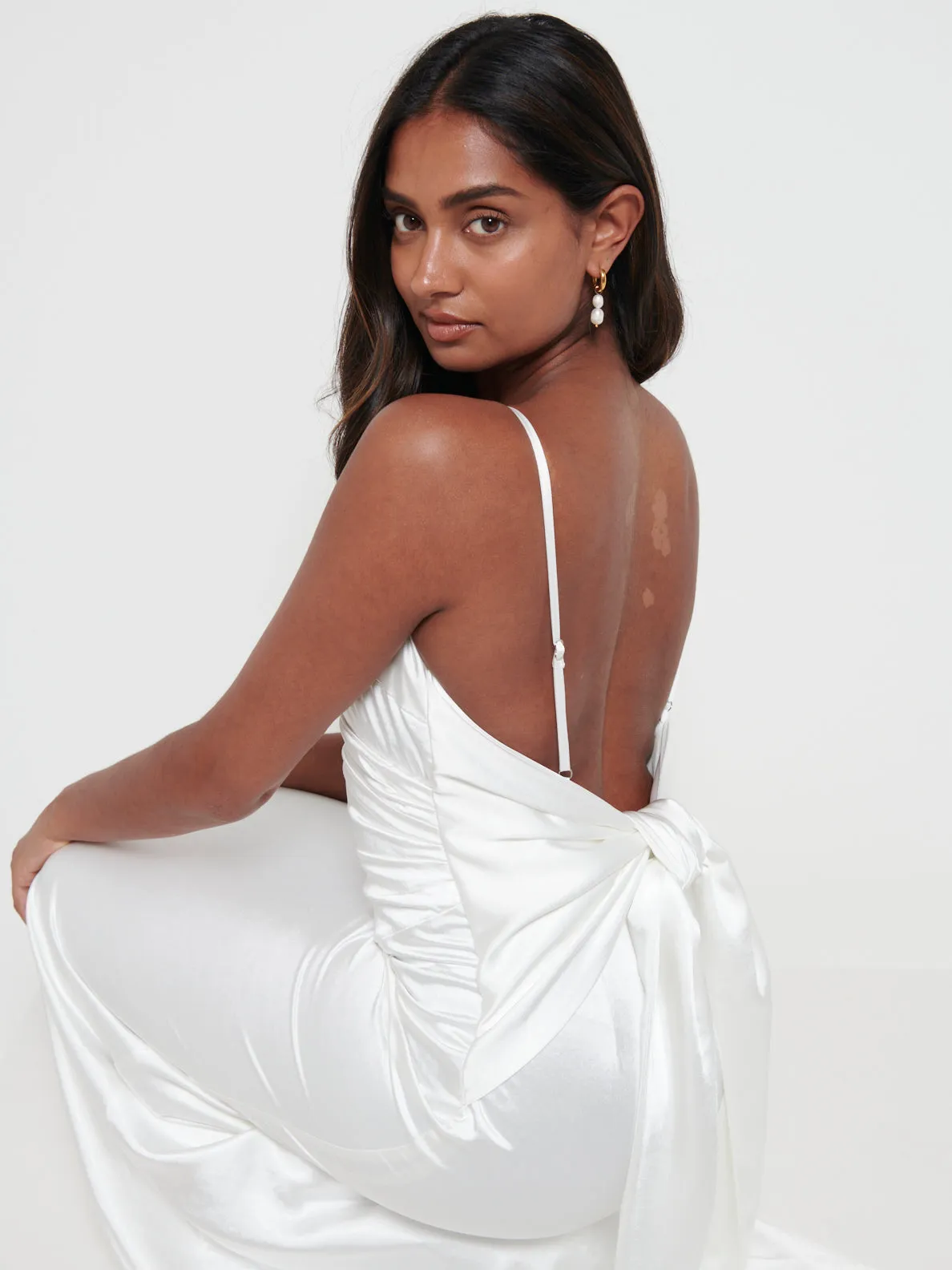 Sabine Drape Maxi Dress - Ivory