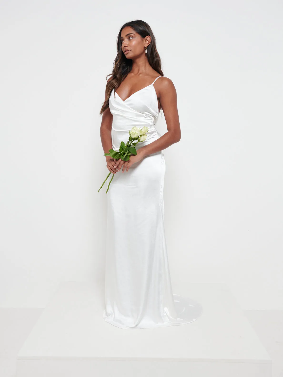Sabine Drape Maxi Dress - Ivory