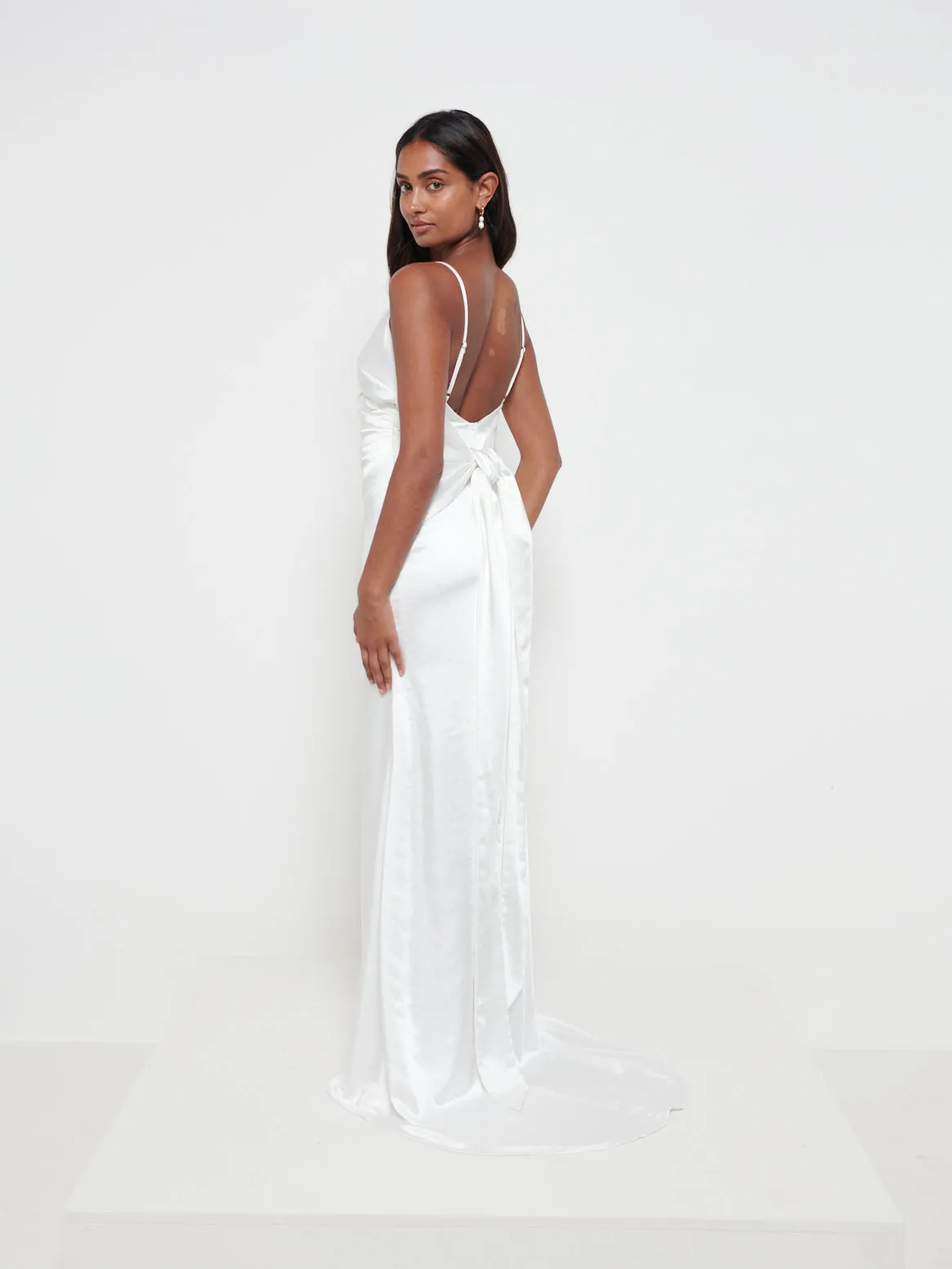 Sabine Drape Maxi Dress - Ivory