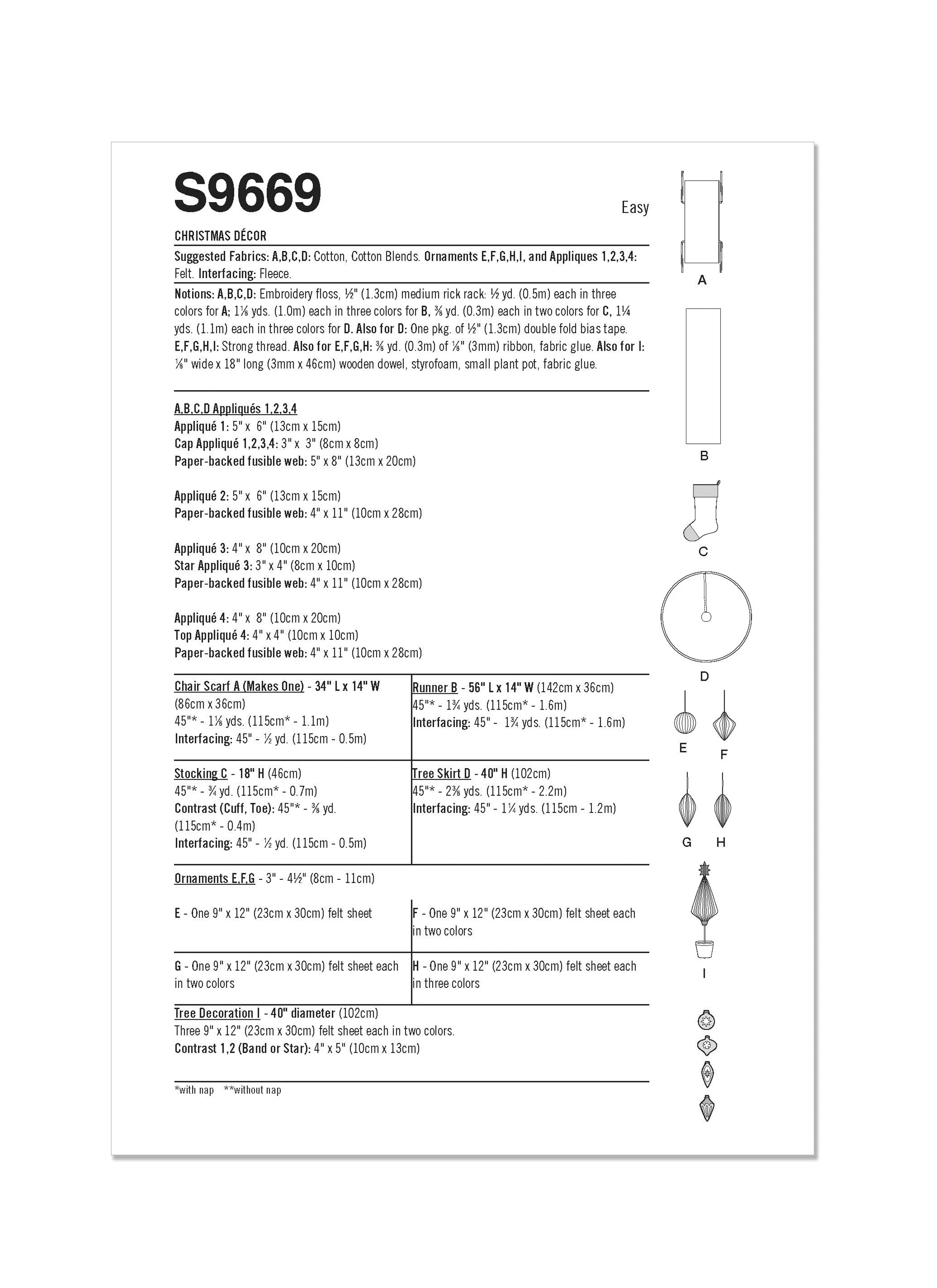 Simplicity Pattern S9669 Holiday Craft, Chair Scarf