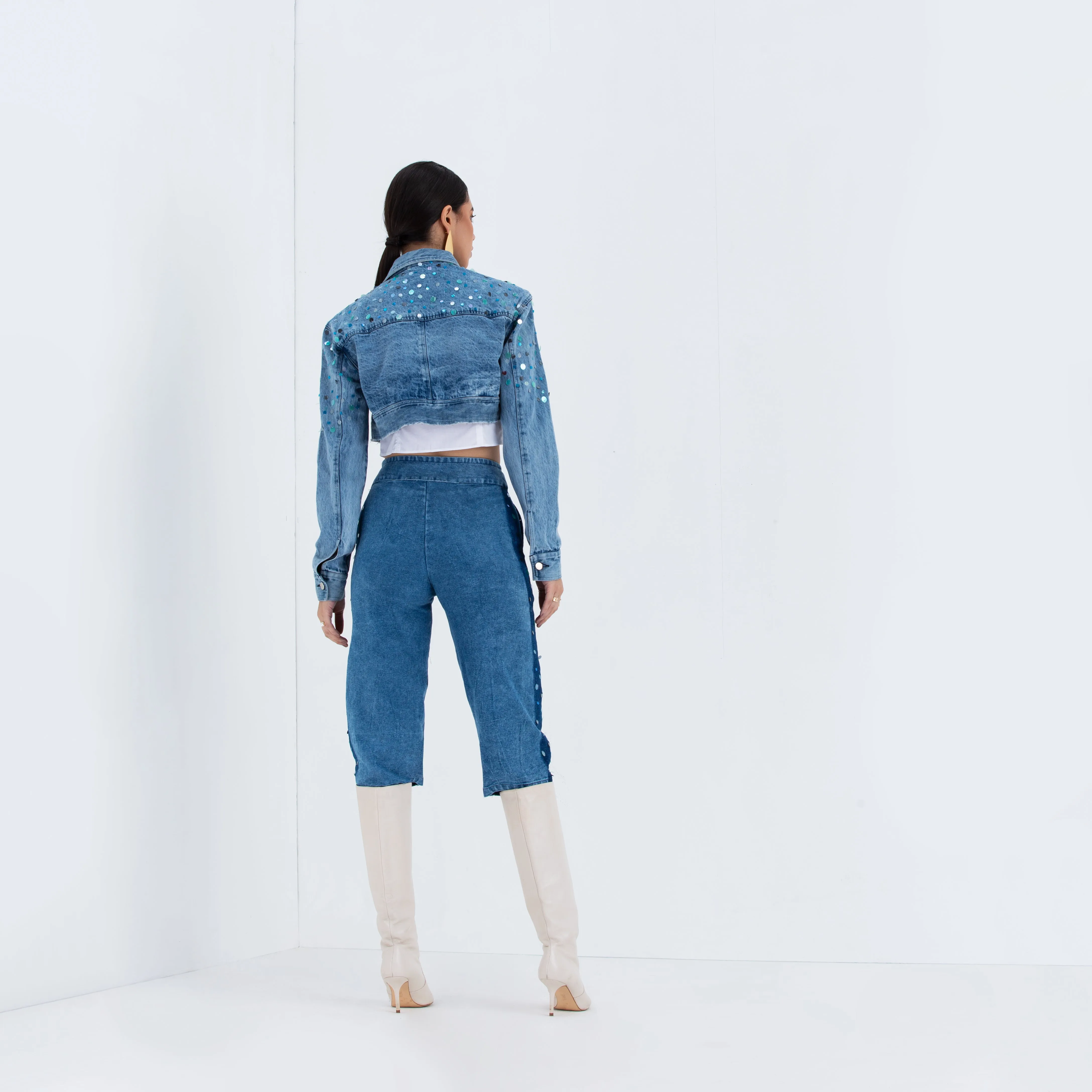 The Maddie - Jazz Sparkle Crop Jacket & Elongated Shorts Set
