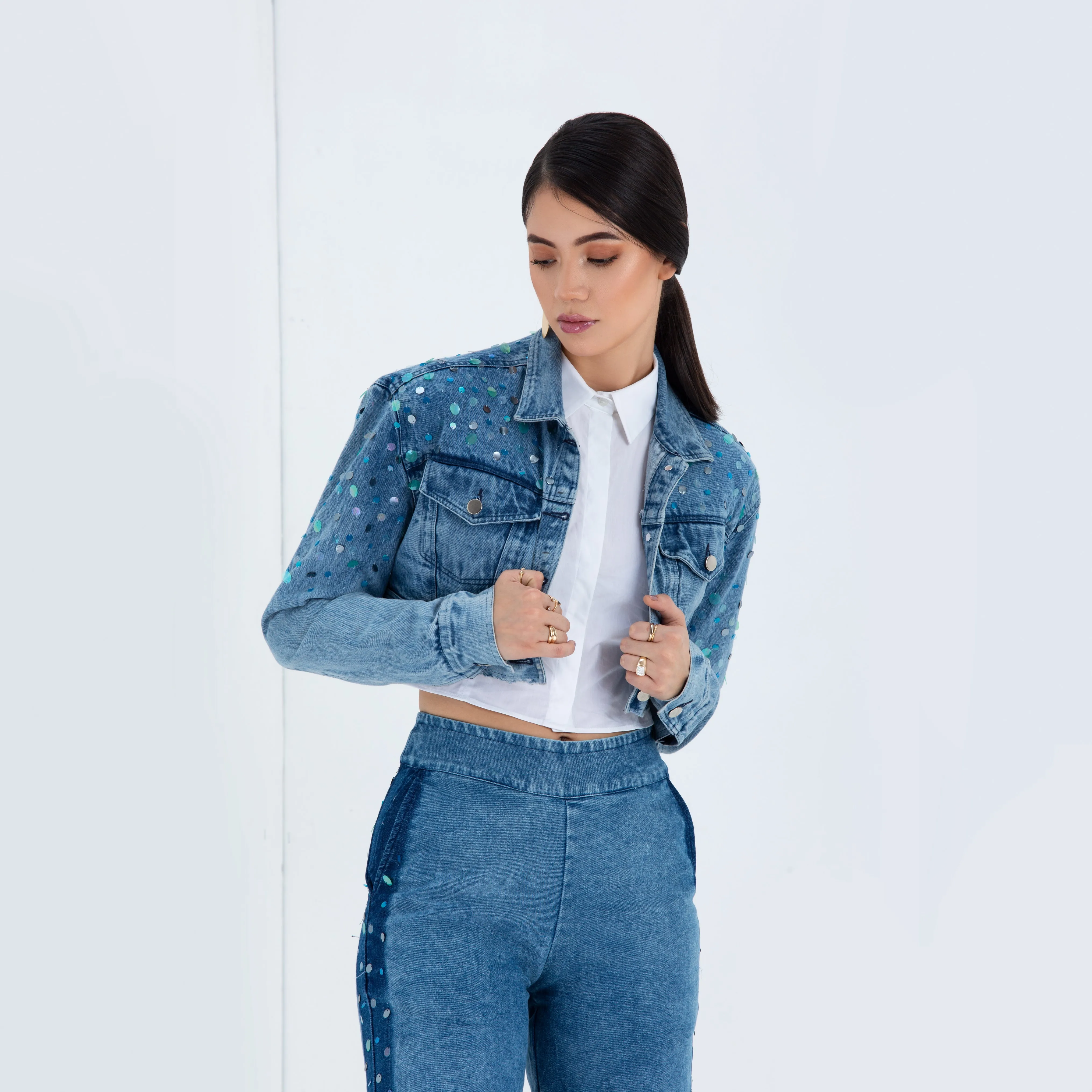 The Maddie - Jazz Sparkle Crop Jacket & Elongated Shorts Set