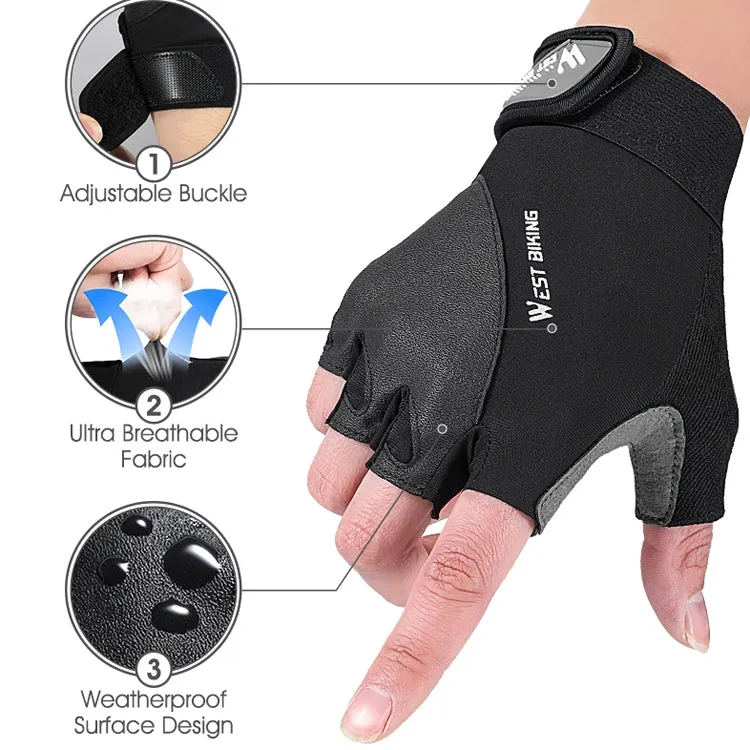 WEST BIKING YP0211210 Mountain Cycling Gloves Half Finger Breathable Anti-Slip Gloves Riding Equipment, Size: XL(Dark Grey)