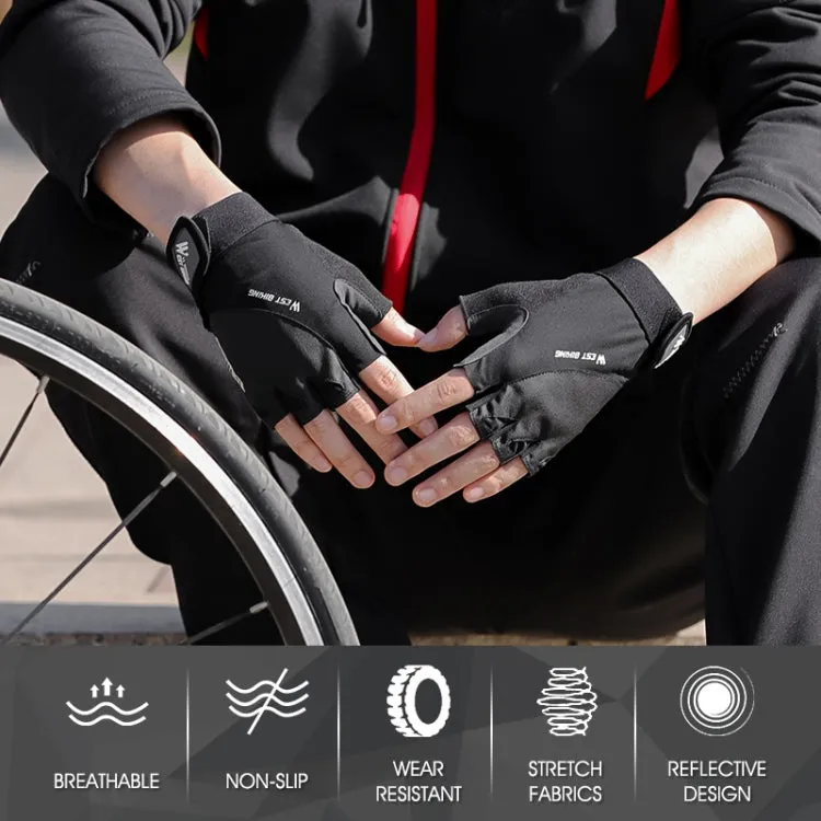 WEST BIKING YP0211210 Mountain Cycling Gloves Half Finger Breathable Anti-Slip Gloves Riding Equipment, Size: XL(Dark Grey)