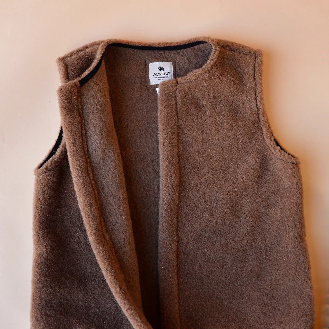 Women's Fleece Vest - 100% Wool - Camel