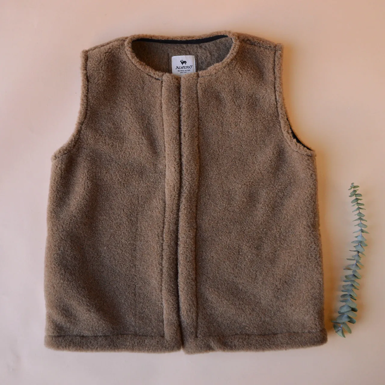 Women's Fleece Vest - 100% Wool - Camel