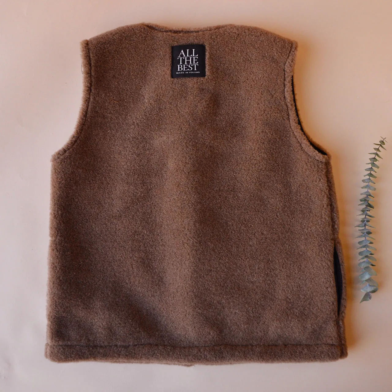 Women's Fleece Vest - 100% Wool - Camel