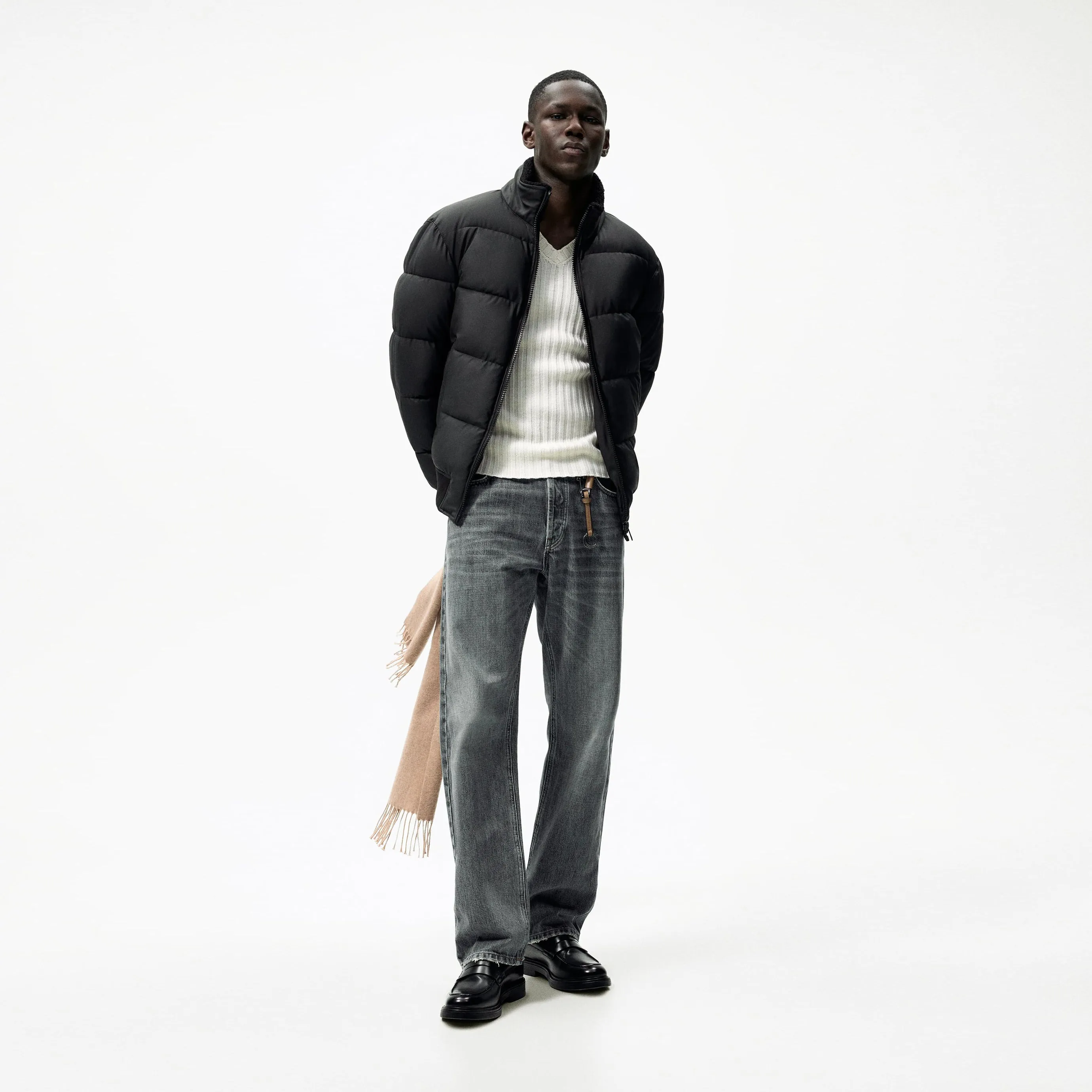 ZR - Men 'Black' Faux Shearling Collar Jacket ZR2259